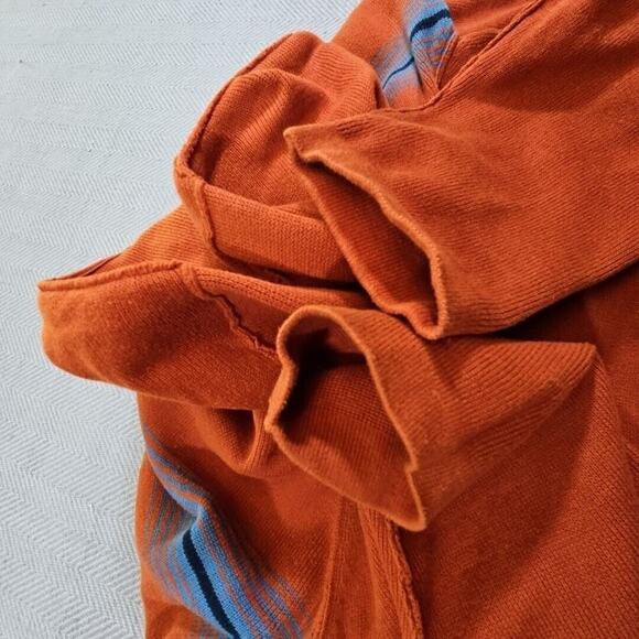 Nassau Bay Sweater Men's XXL Orange with Blue Stripes Long Sleeve Quiet Luxury - Picture 14 of 14
